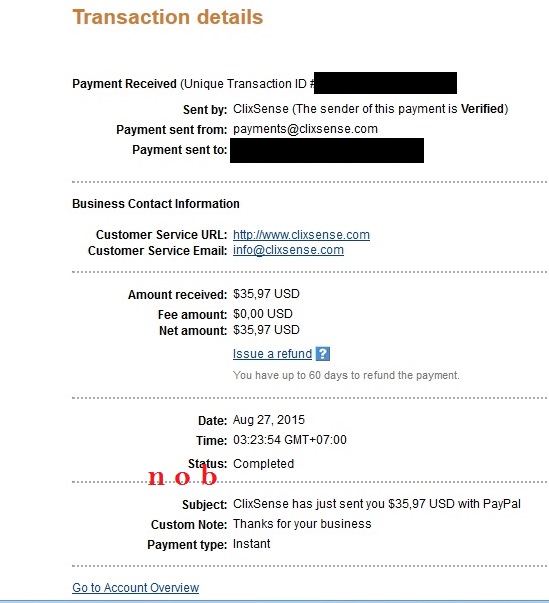 Latest Payment By Paypal August 2015