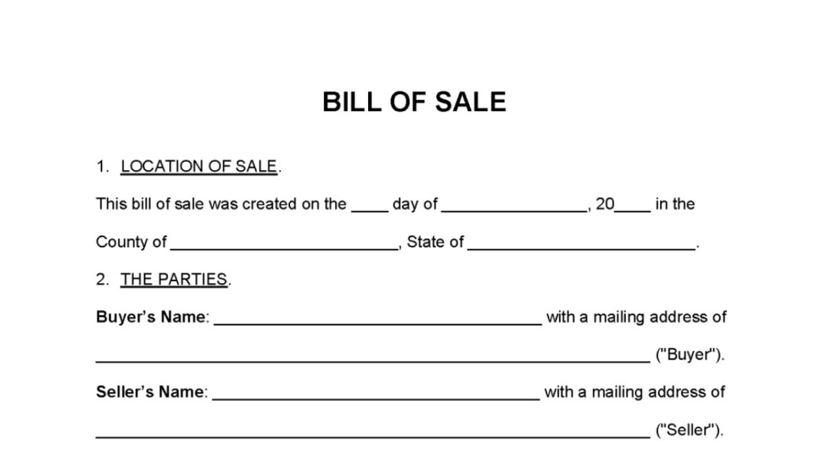 What is a Bill of Sale