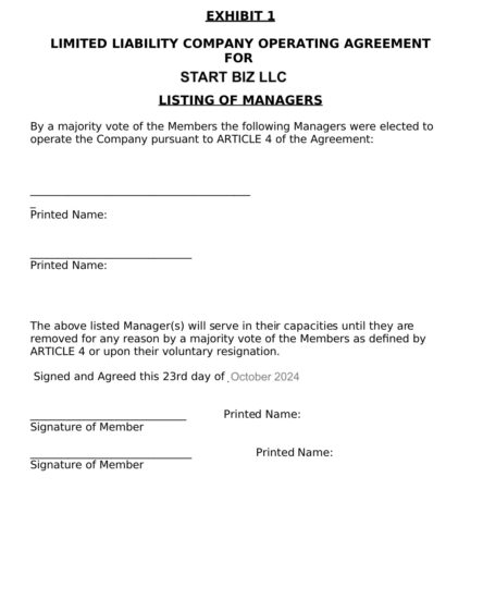 Example of LLC Operating Agreement