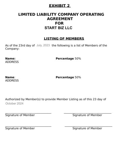 Example of LLC Operating Agreement