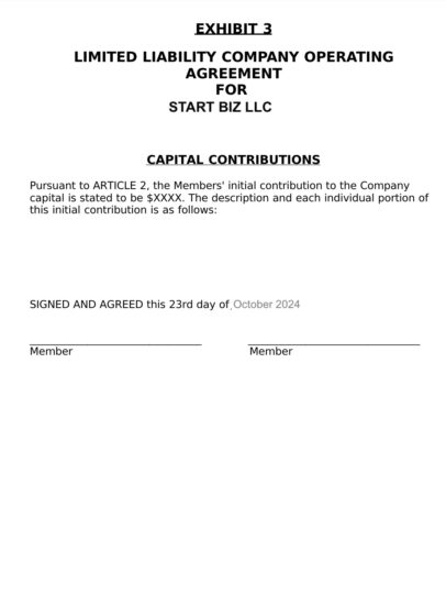 Example of LLC Operating Agreement