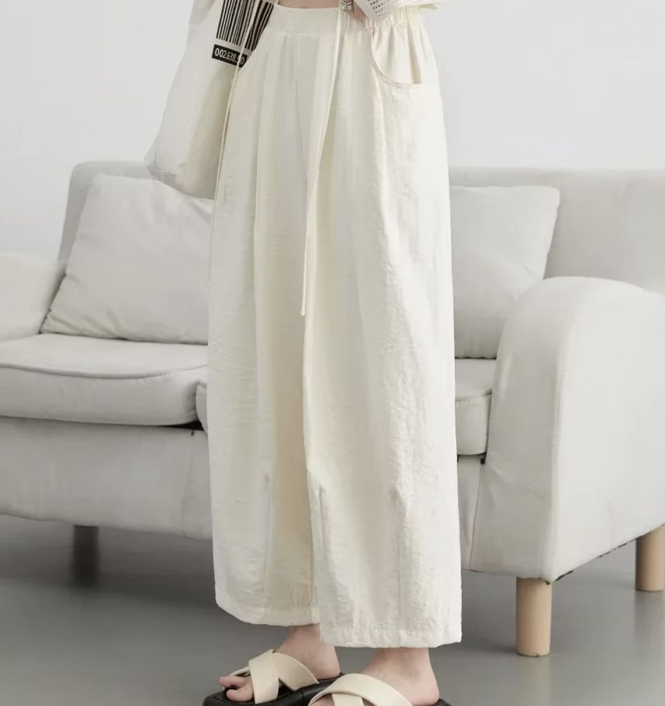 Women White High Waisted Wide Leg Pants