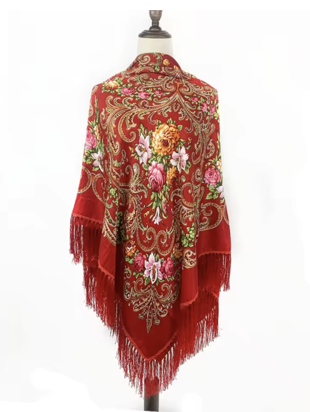 Russian Babushka Floral Scarf