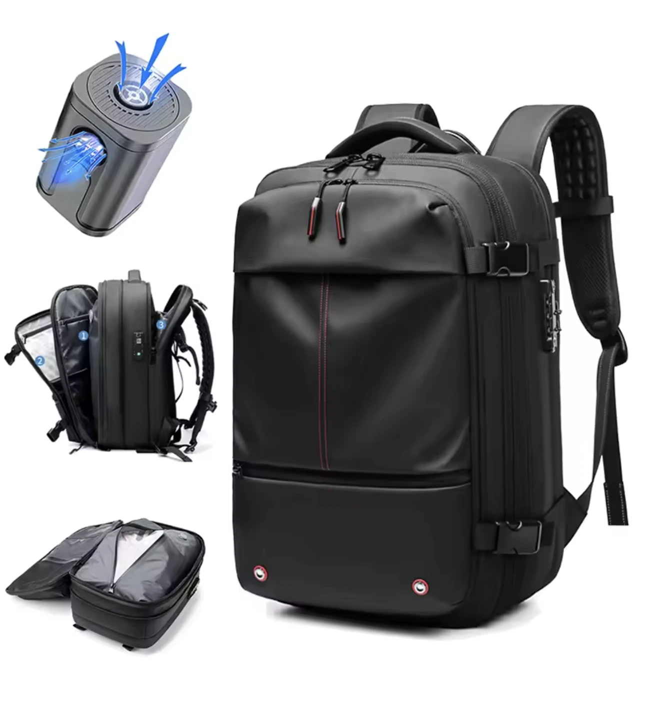 Expandable laptop backpack front view