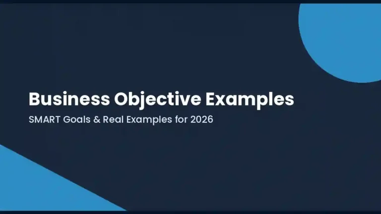 Business objective examples and SMART goals framework illustration