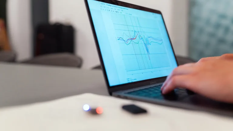 Person analyzing traffic graphs on a laptop screen